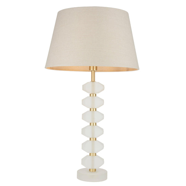 Endon Annabelle Frosted Crystal Glass Table Lamp - Grey Shade 1