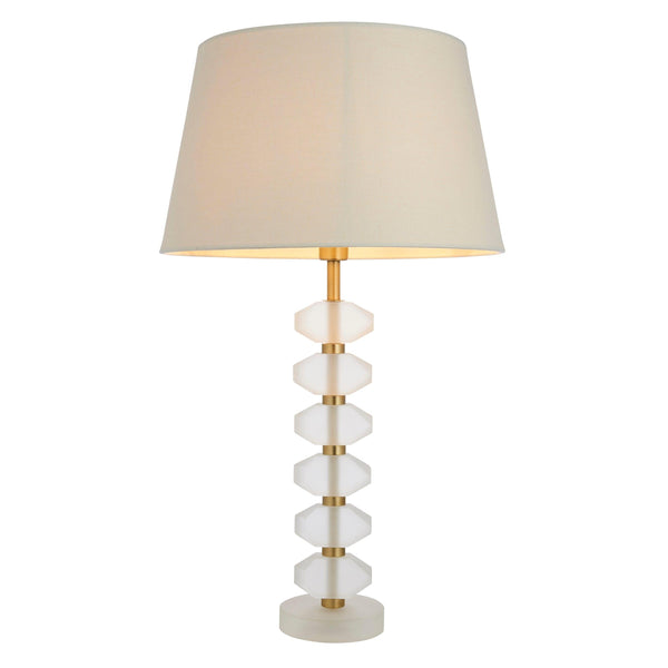 Annabelle Frosted Crystal Glass Table Lamp - Ivory Shade 1