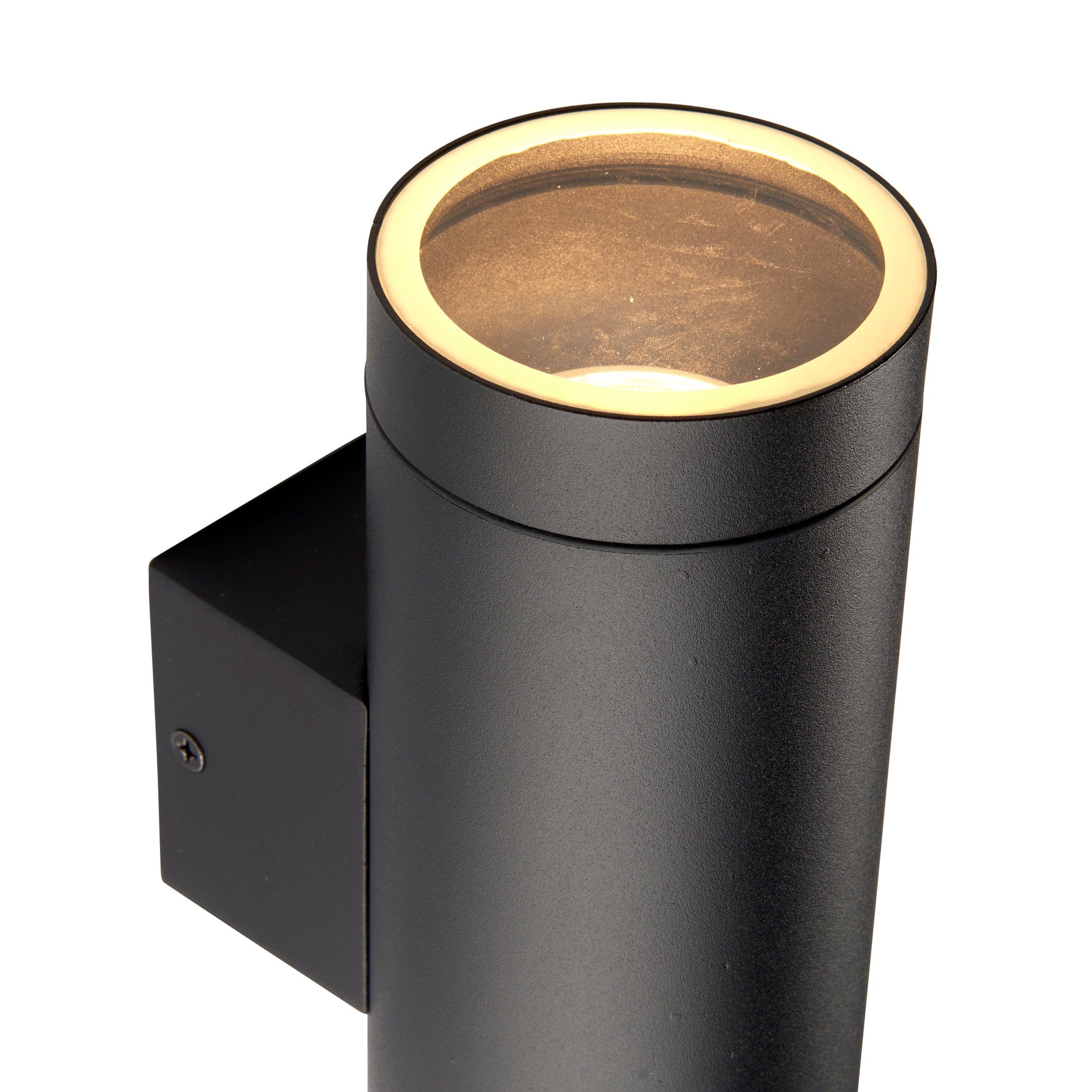 palin black xl outdoor wall light ip44 7w by saxby lighting, close up image 123