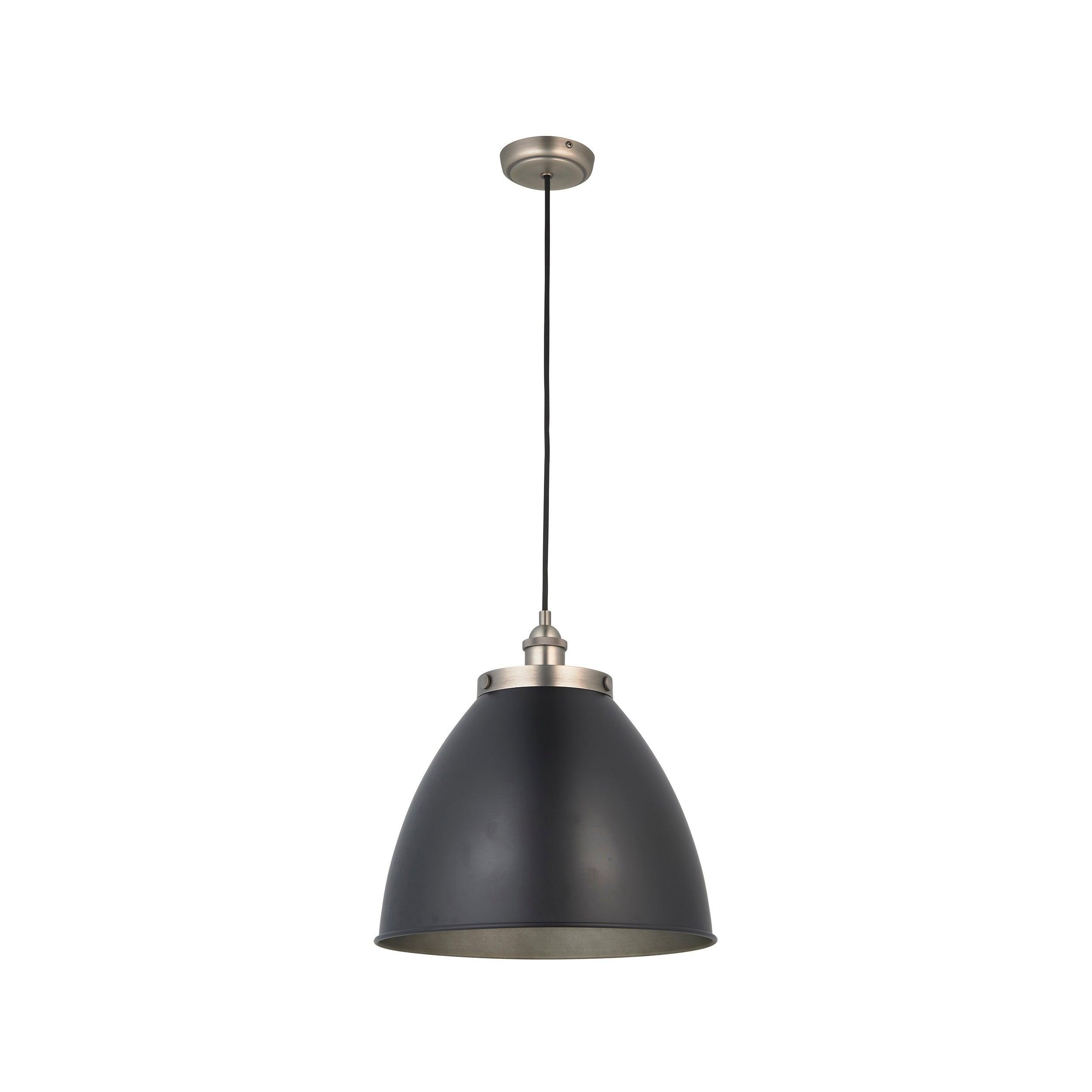 Franklin Pewter Industrial Style Ceiling Pendant - 34cm-Ceiling Pendant Lights-Endon Lighting hallway lighting photo Tiffany Lighting Direct