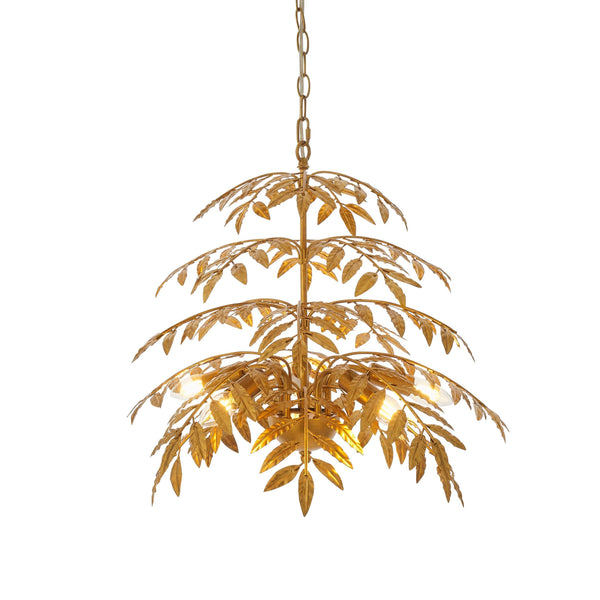 Coppice Large Distressed Gold Palm Leaves Ceiling Pendant
