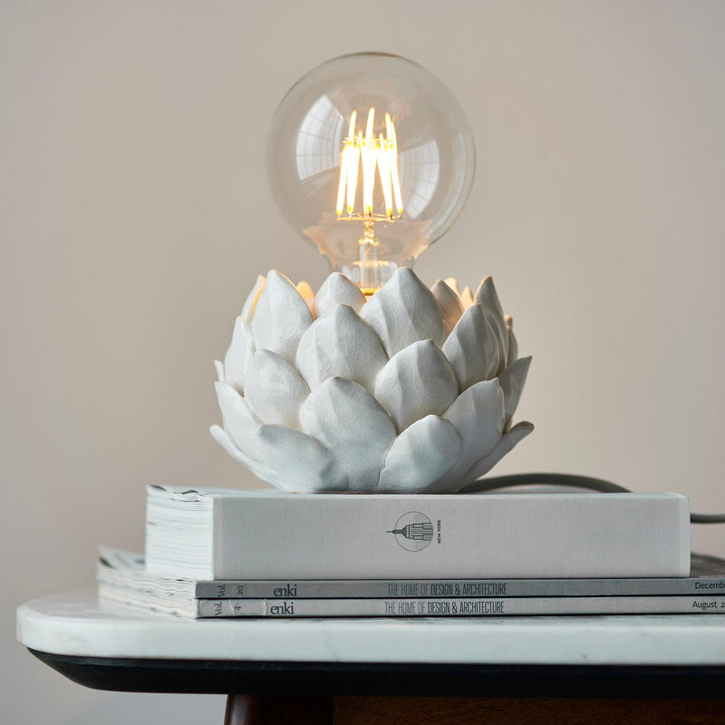 Artichoke 1 Light Beige Ceramic Table Lamp living room side view