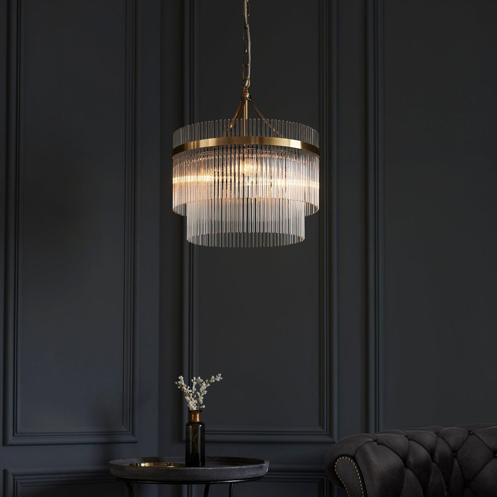 Buy Marietta Brass 3 Light Ceiling Pendant - Glass Rods