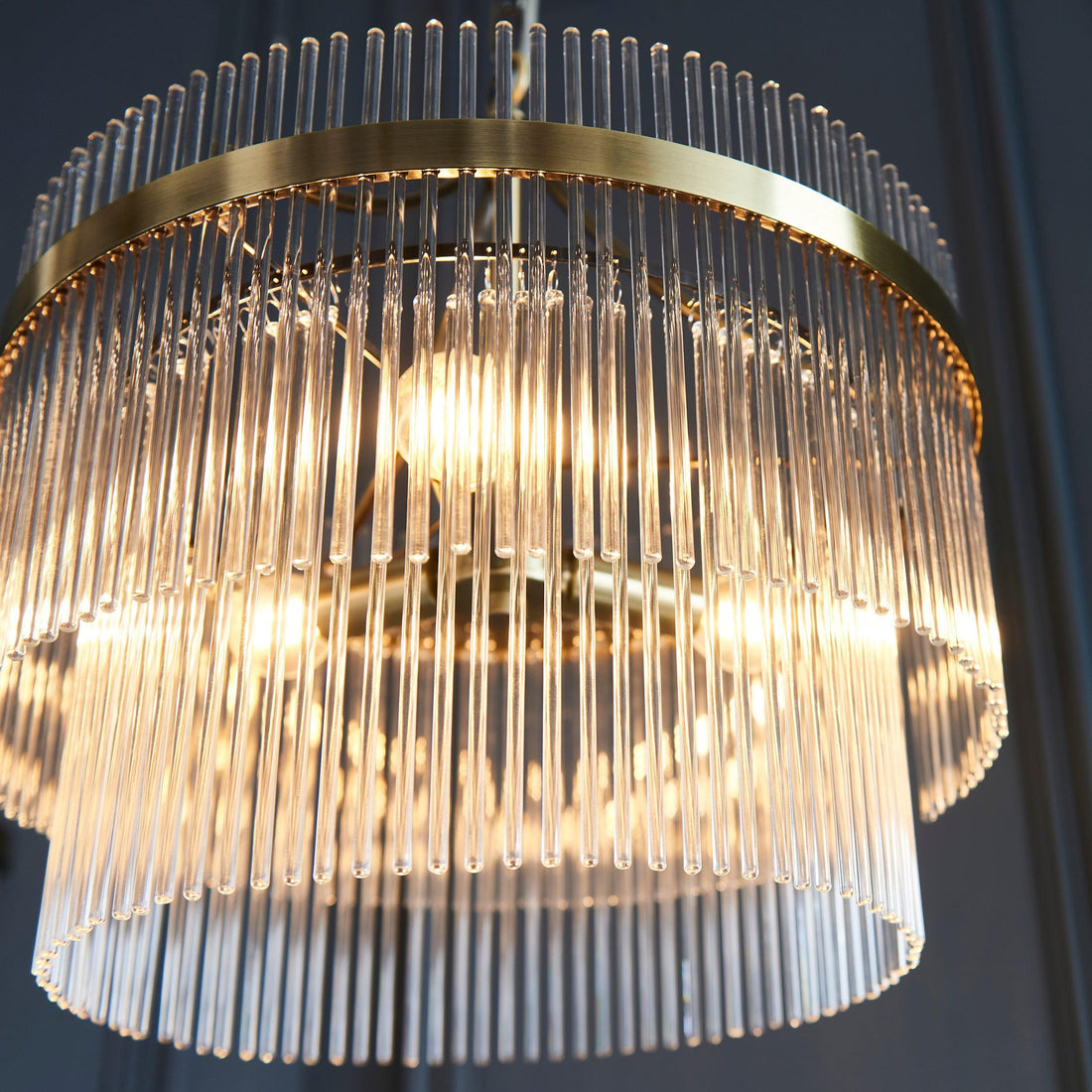 Buy Marietta Brass 3 Light Ceiling Pendant - Glass Rods