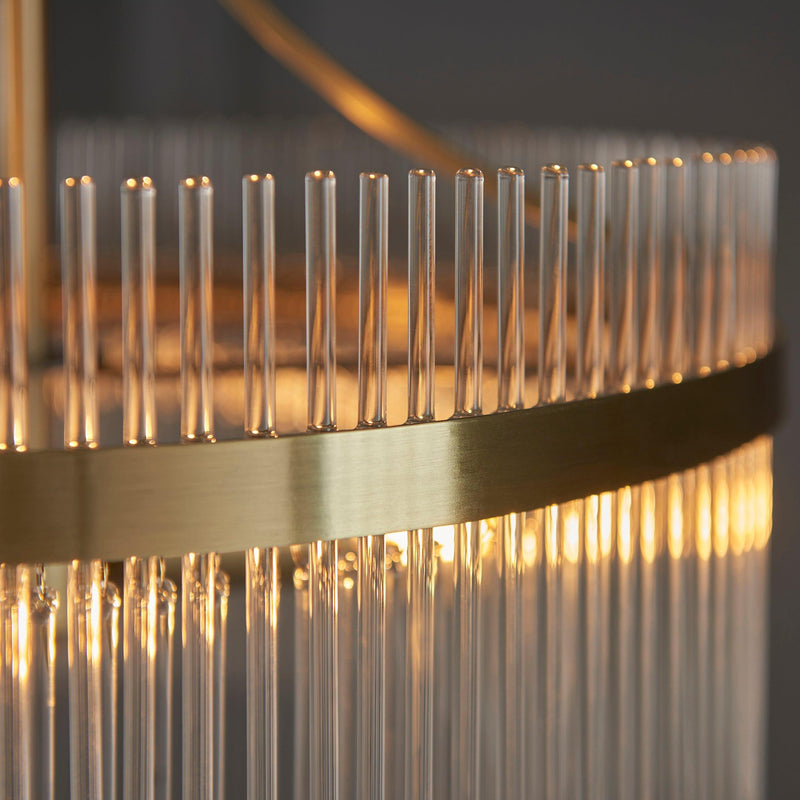 Marietta Brass 3 Light Ceiling Pendant - Glass Rods