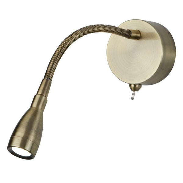 Flexi Wall LED Adjustable 0.5w Brass Reading Light - Switched,9917AB,Searchlight Lighting,1
