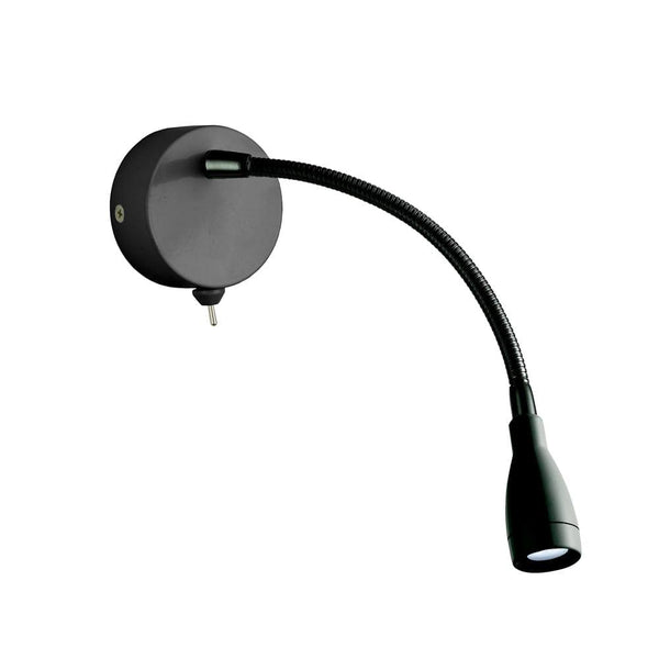 Flexi Wall LED Adjustable Black Reading Light - Switched