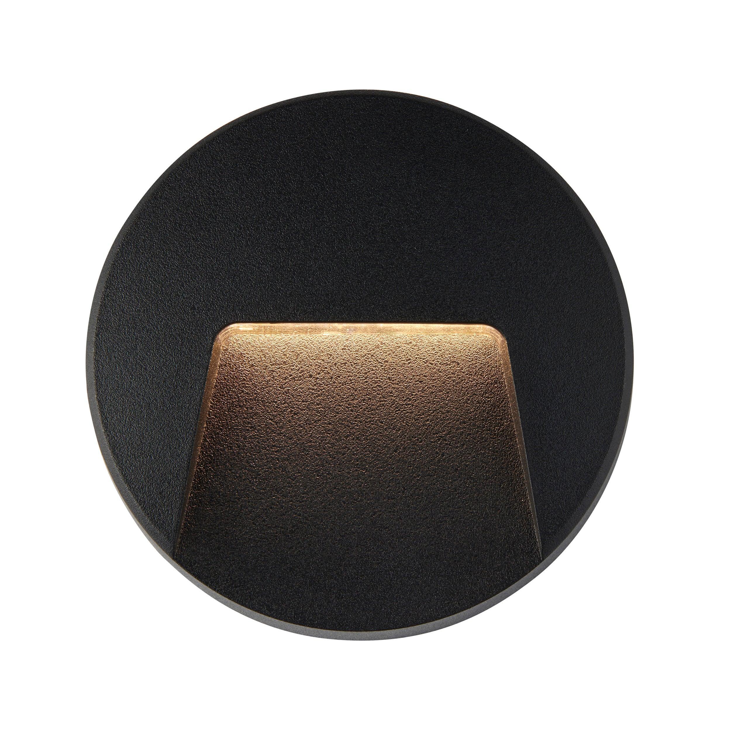 severus black round outdoor wall light ip65 2 8w cctby saxby lighting