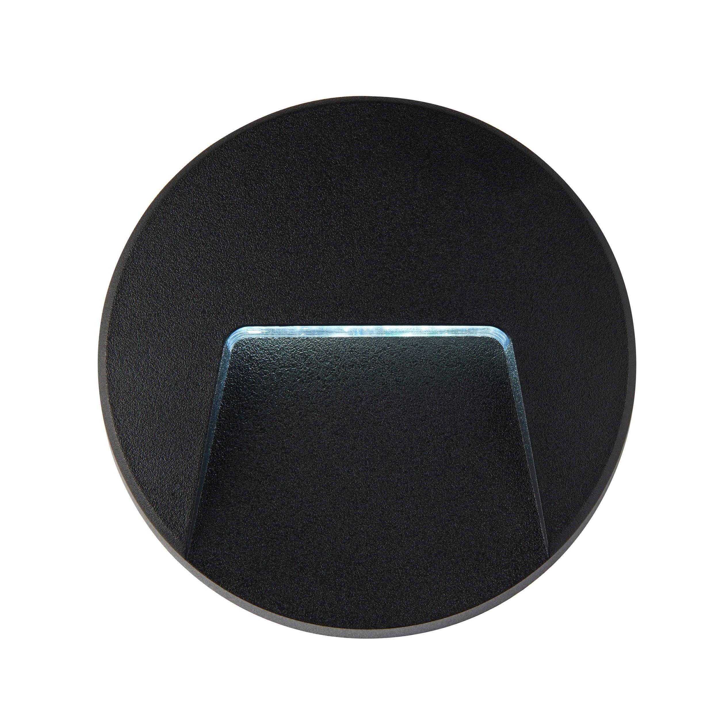 severus black round outdoor wall light ip65 2 8w cct by saxby lighting, close up image 62