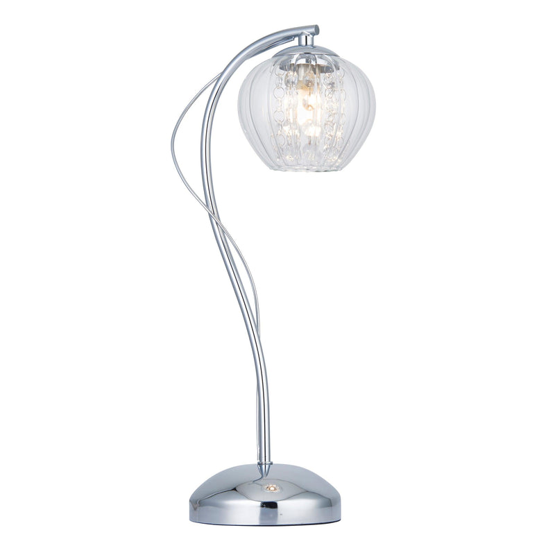 Mesmer Chrome & Ribbed Glass Shaded Table Lamp