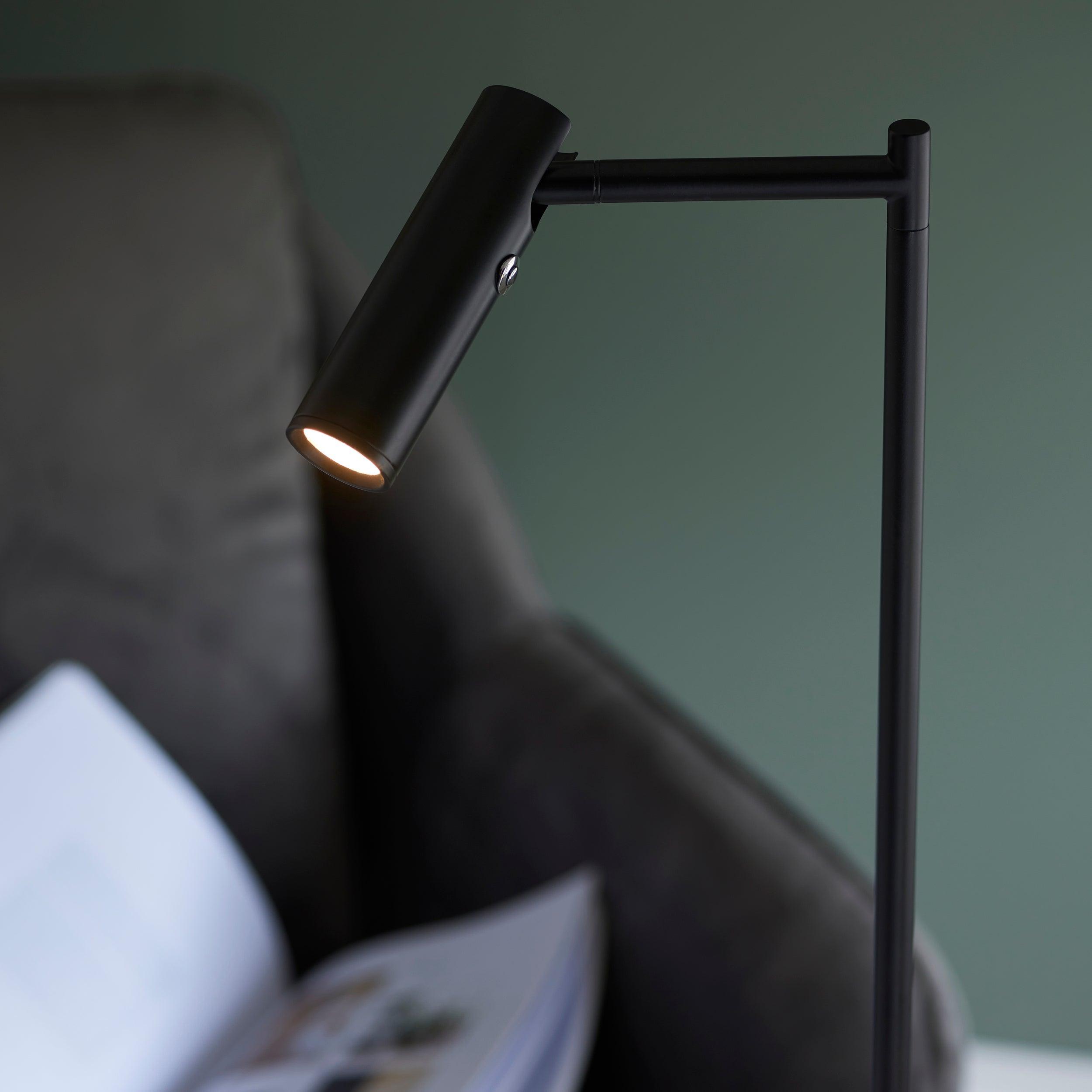 dedicated reader black led floor lamp by Endon Lighting Living Room Close Up 45