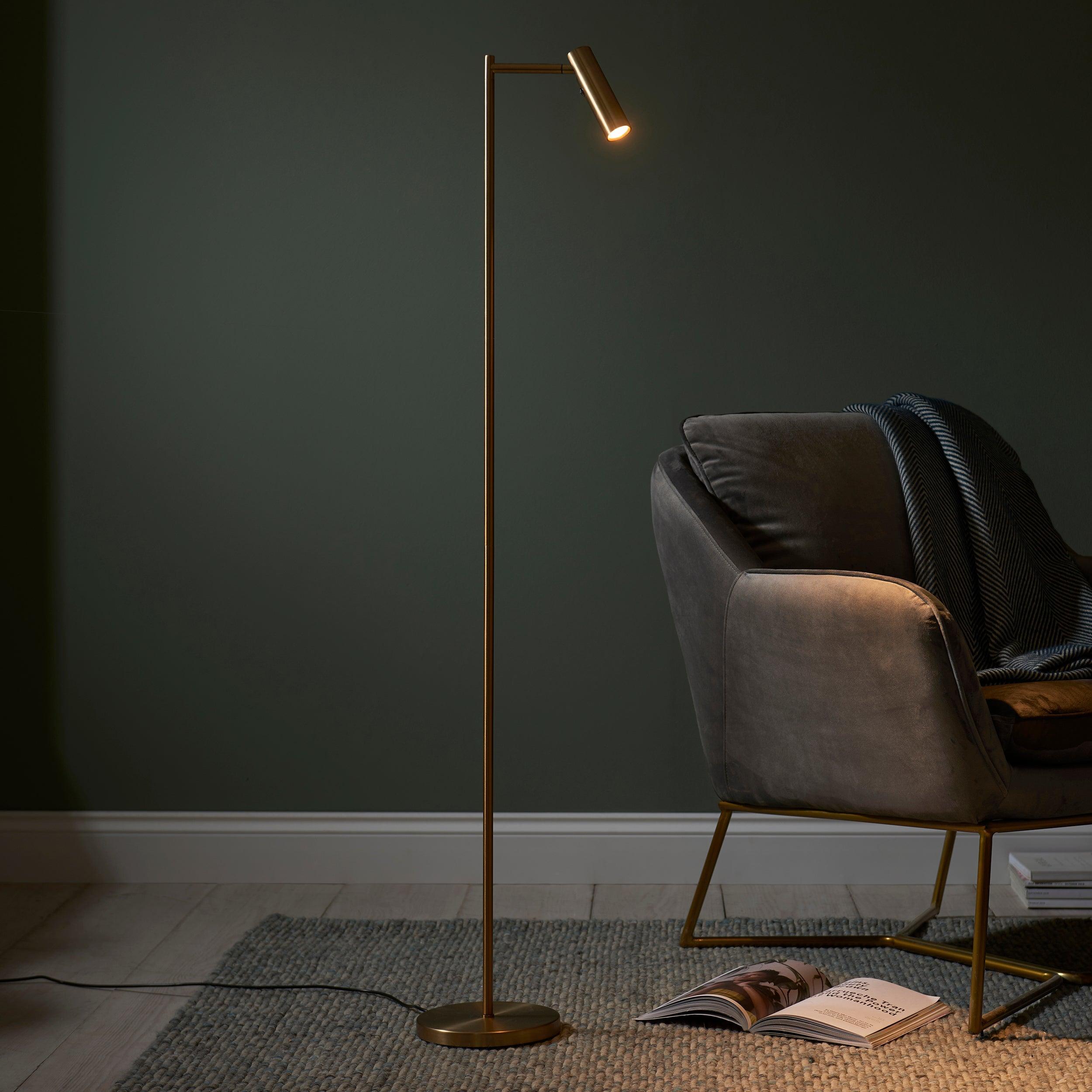 dedicated reader brass led floor lamp by Endon Lighting Living room image