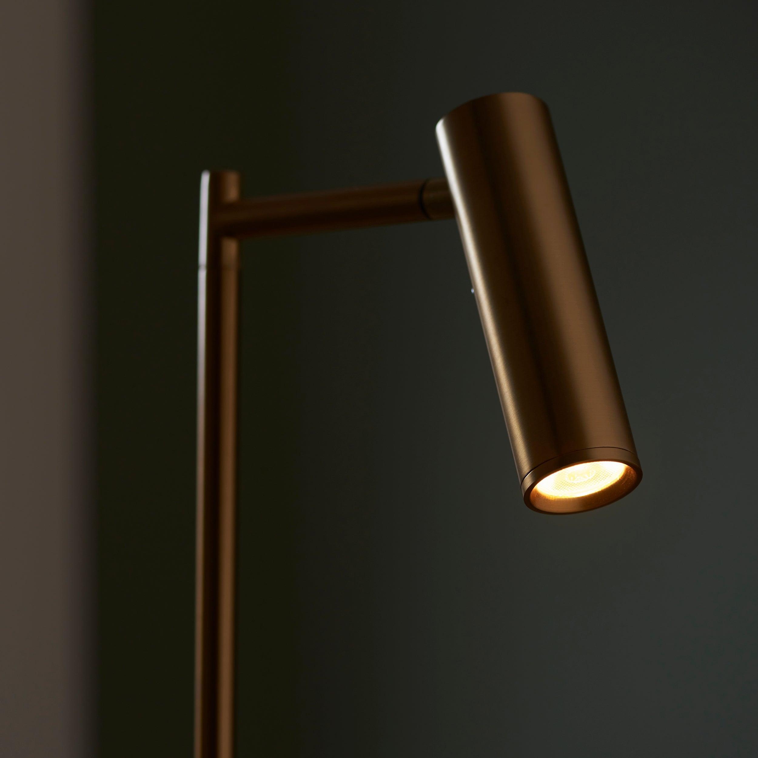 dedicated reader brass led floor lamp by Endon Lighting Living Room  Unlit Shot