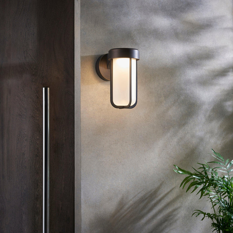 Newquay LED Bronze Outdoor Wall Light with Frosted Shade Living Room Image