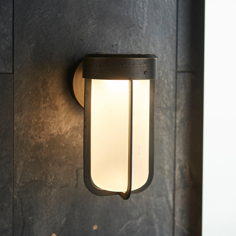 Newquay LED Bronze Outdoor Wall Light with Frosted Shade Bedroom Image
