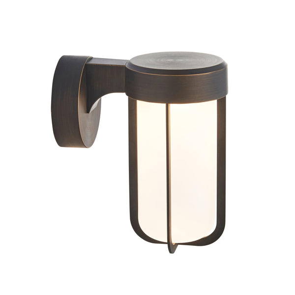 Newquay LED Bronze Outdoor Wall Light with Frosted Shade image 1