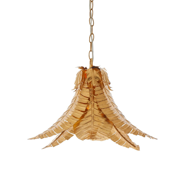 Coppice Distressed Gold Palm Leaves Ceiling Pendant