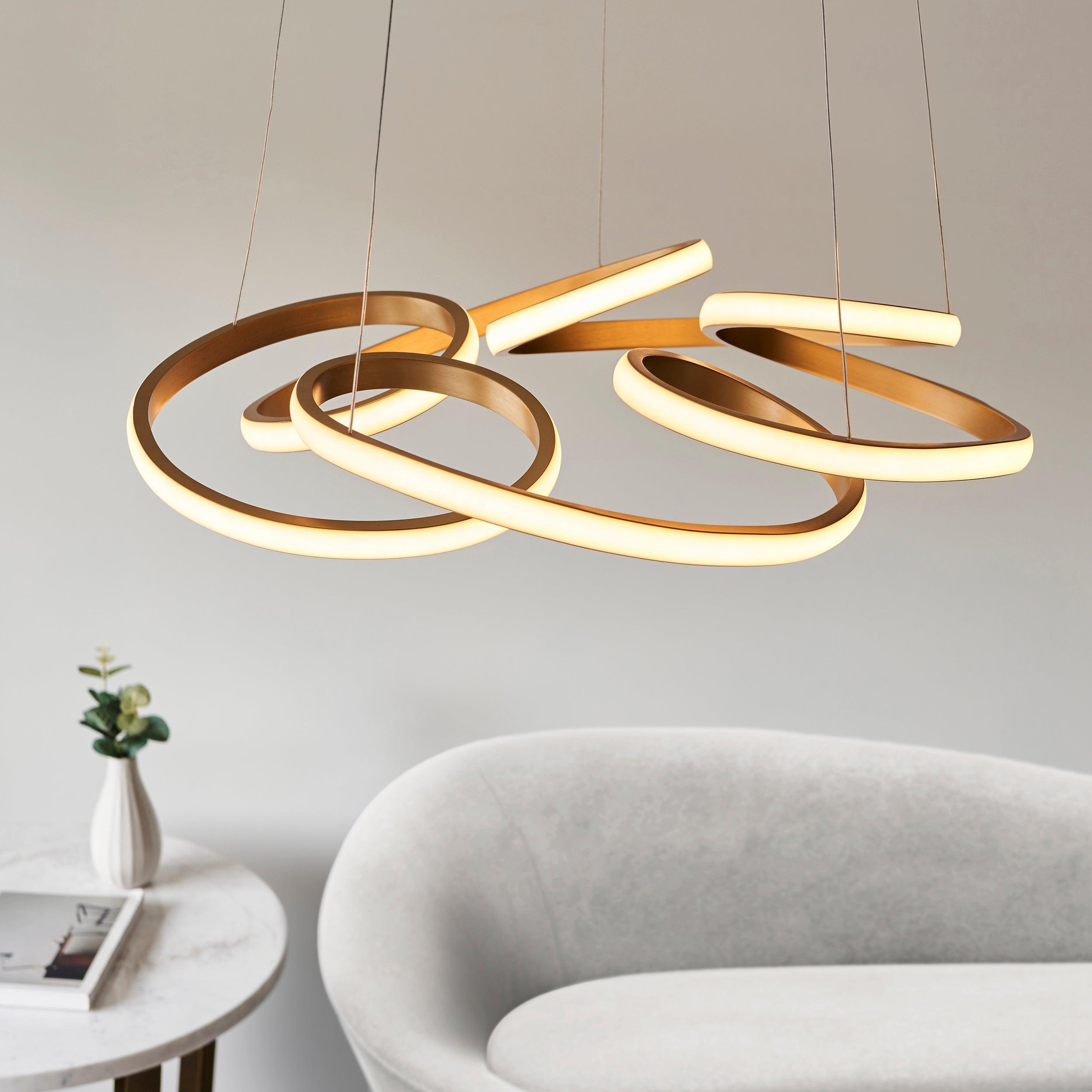 Buy Spiral Gold Modern LED Ceiling Pendant Light