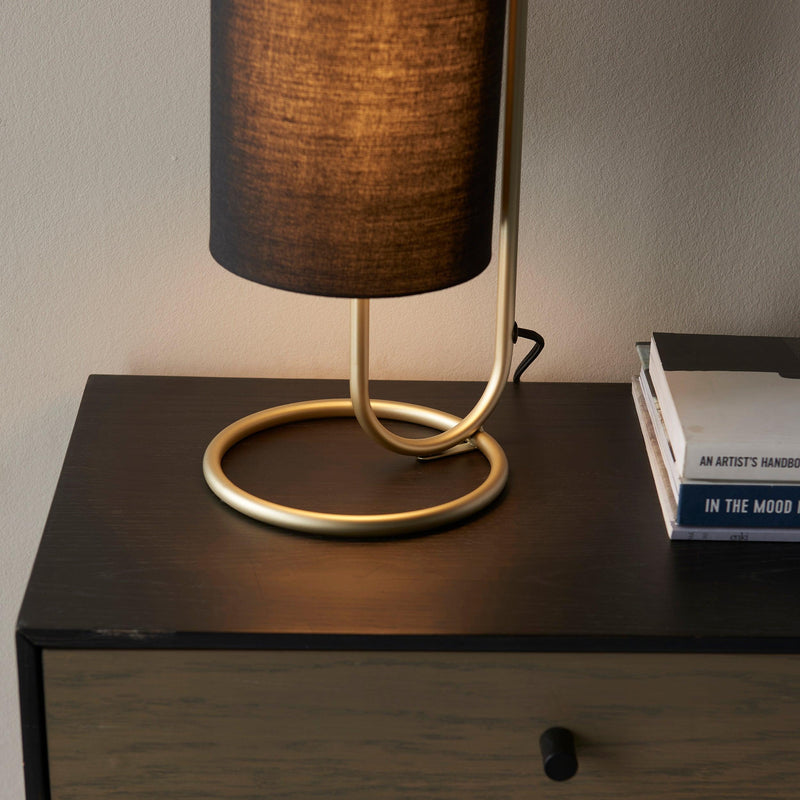 Kilburn Brass Table Lamp - With Black Fabric Shade