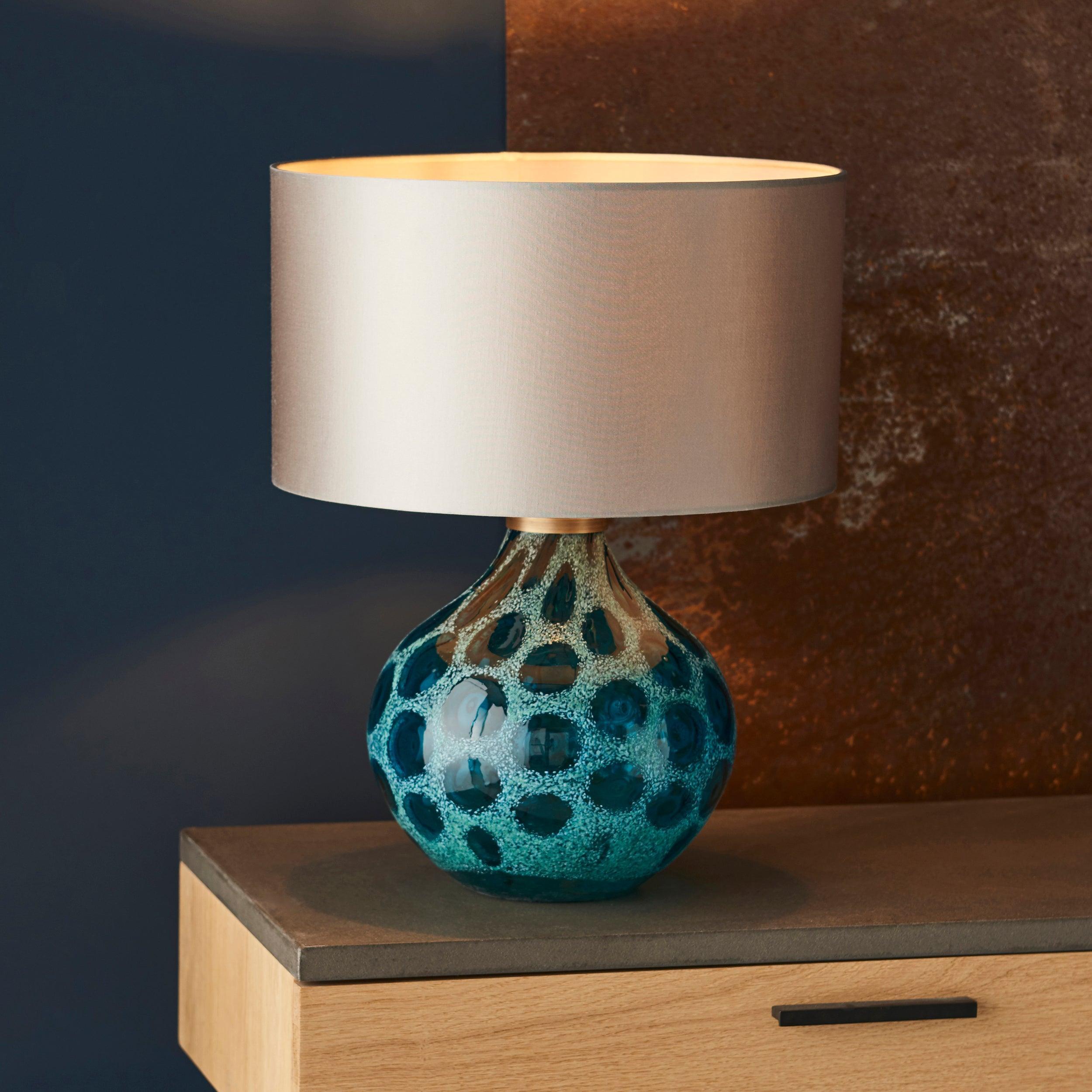Living Lights Aqua Teal Artisan Glass Table Lamp Base-Living Lights-Living-Room-Tiffany Lighting Direct-[image-position]