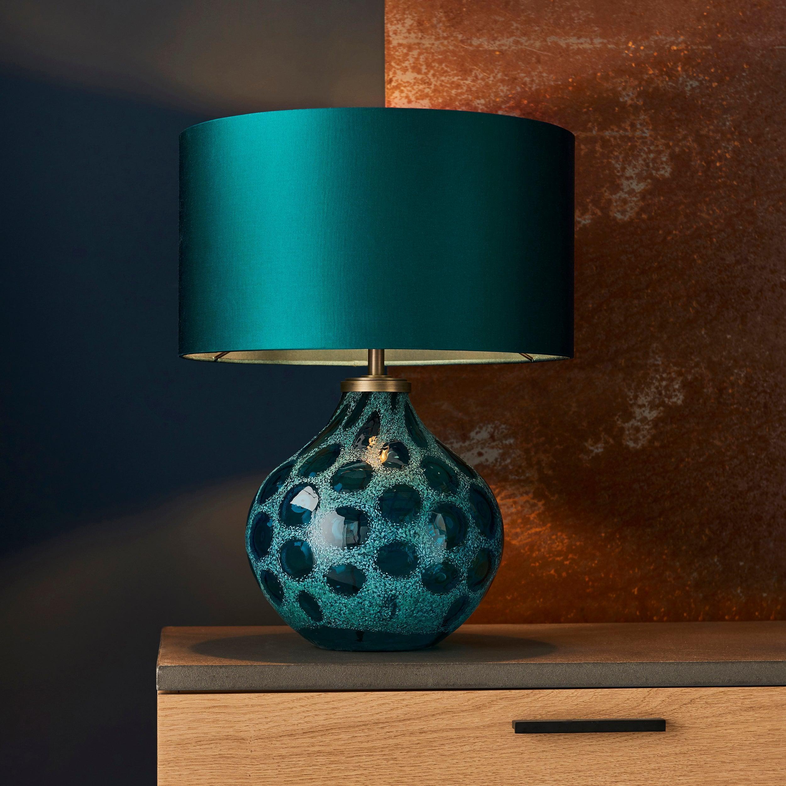 Living Lights Aqua Teal Artisan Glass Table Lamp Base-Living Lights-Living-Room-Tiffany Lighting Direct-[image-position]