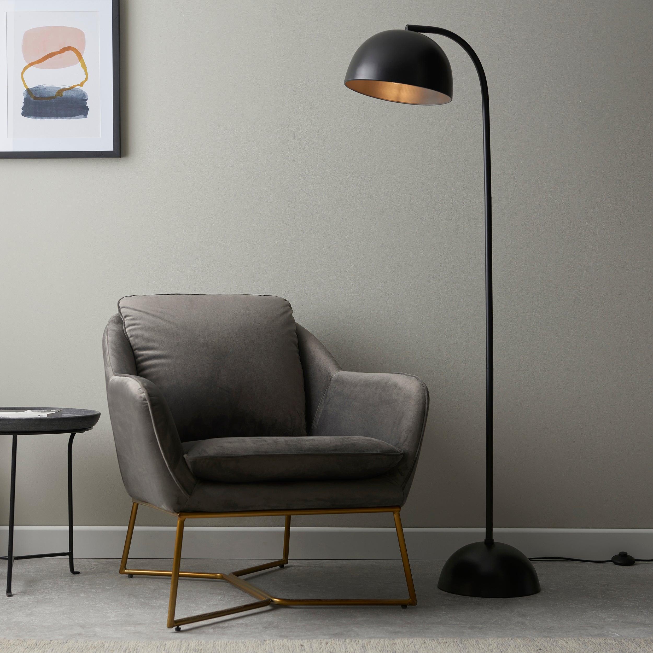 trindle black domed task floor lamp foot switch Living room lighting image