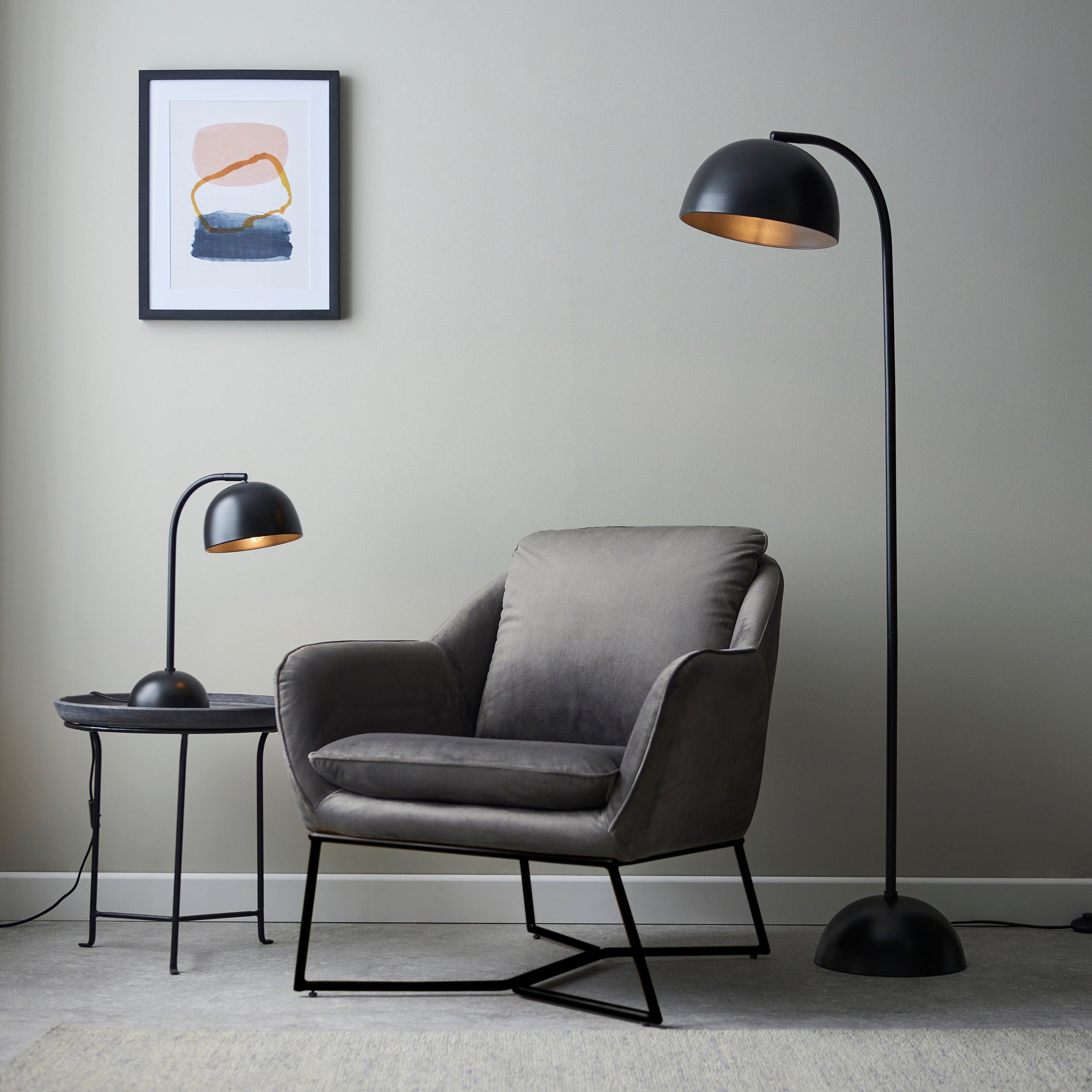 trindle black domed task floor lamp foot switch 