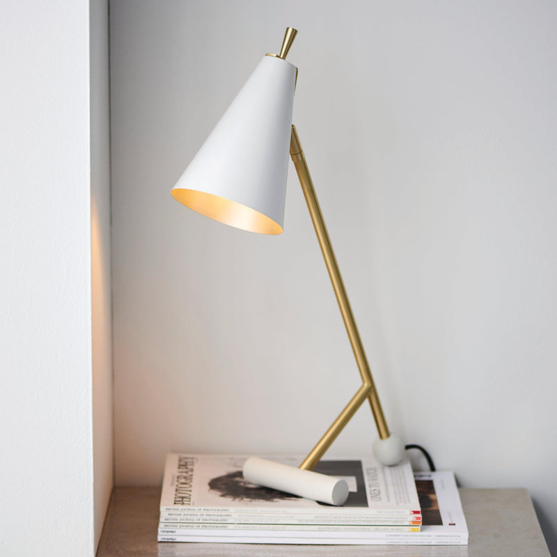 Harlesden White & Brass Modern Industrial Table Lamp