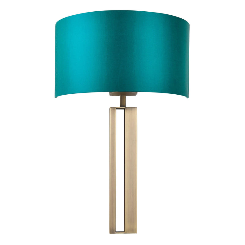 Venice Brass Art Deco Wall Light with Teal Shade image 1