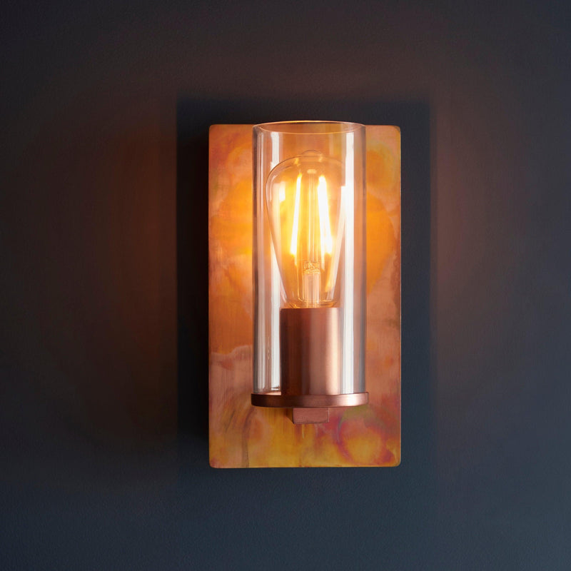 Vauxhall Modern Copper Patina Wall Light - Glass Shade