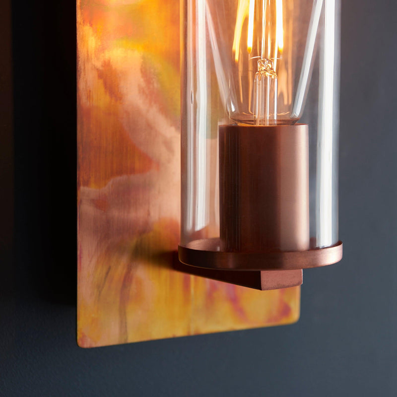 Vauxhall Modern Copper Patina Wall Light - Glass Shade