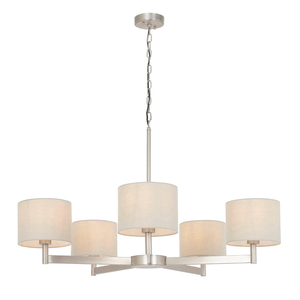 Lille Matt Nickel 5 Light Ceiling Pendant with Taupe Shades