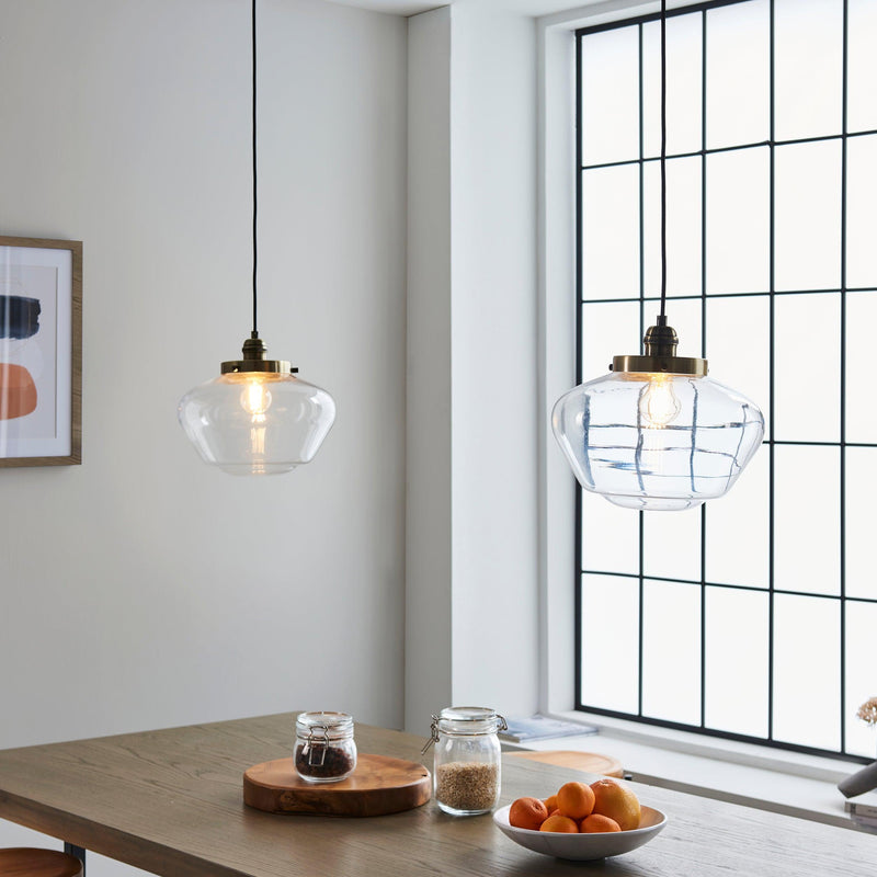 Westbourne Brass Pendant Ceiling Light - Clear Glass shade