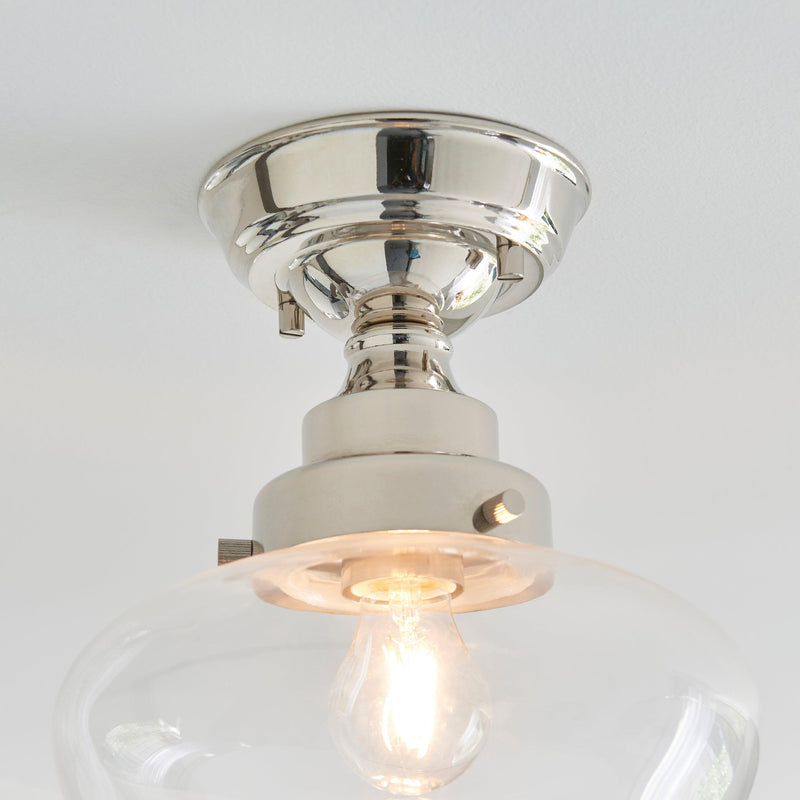 Westbourne Nickel Semi-Flush Ceiling Light - Clear Glass Shade image 6