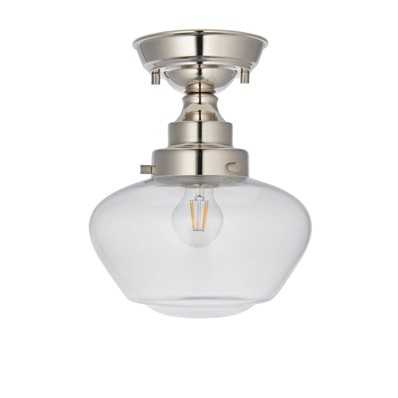 Westbourne Nickel Semi-Flush Ceiling Light - Clear Glass Shade image 7