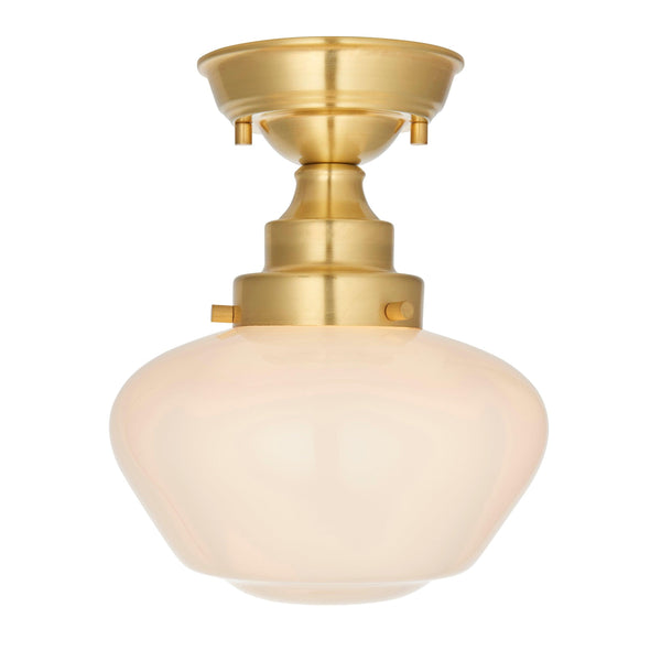 Westbourne Brass Semi-Flush Ceiling Light with Opal Glass Image 1