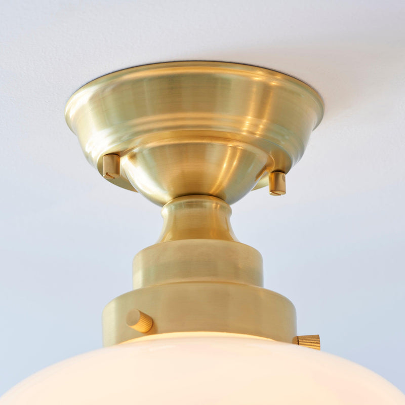 Westbourne Brass Semi-Flush Ceiling Light with Opal Glass Image 7
