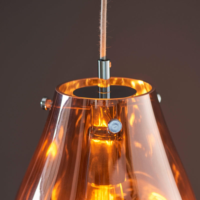 Dazzle Copper Metallic Glass & Chrome Ceiling Pendant Light