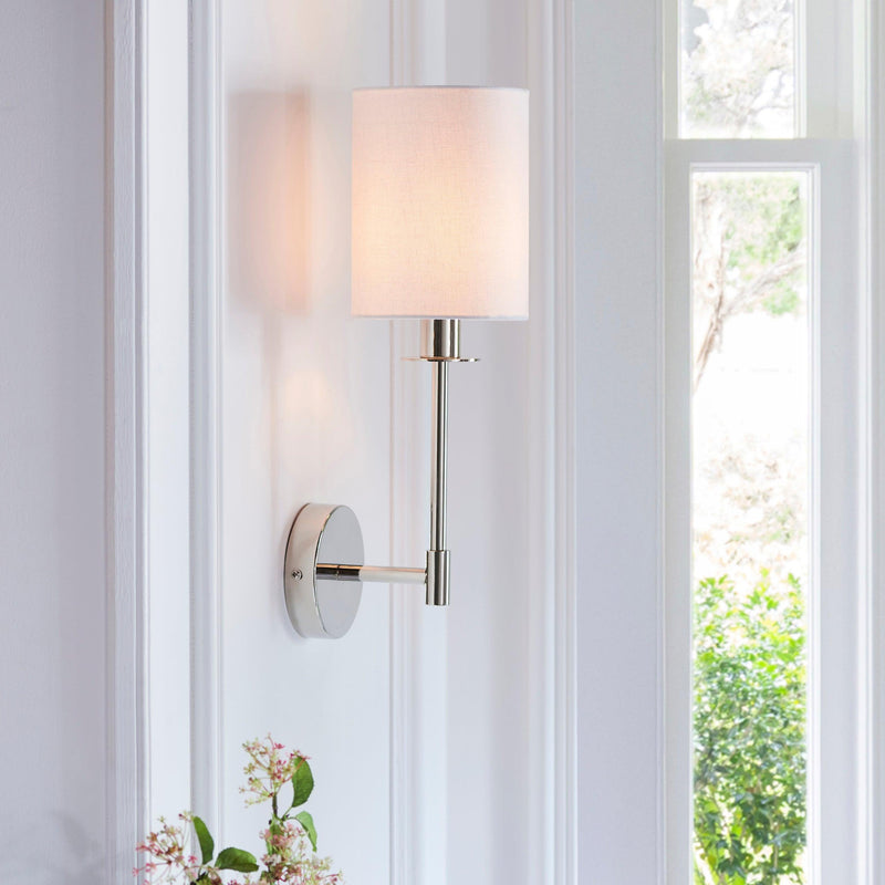 Martine Nickel Wall Light With Vintage White Shade