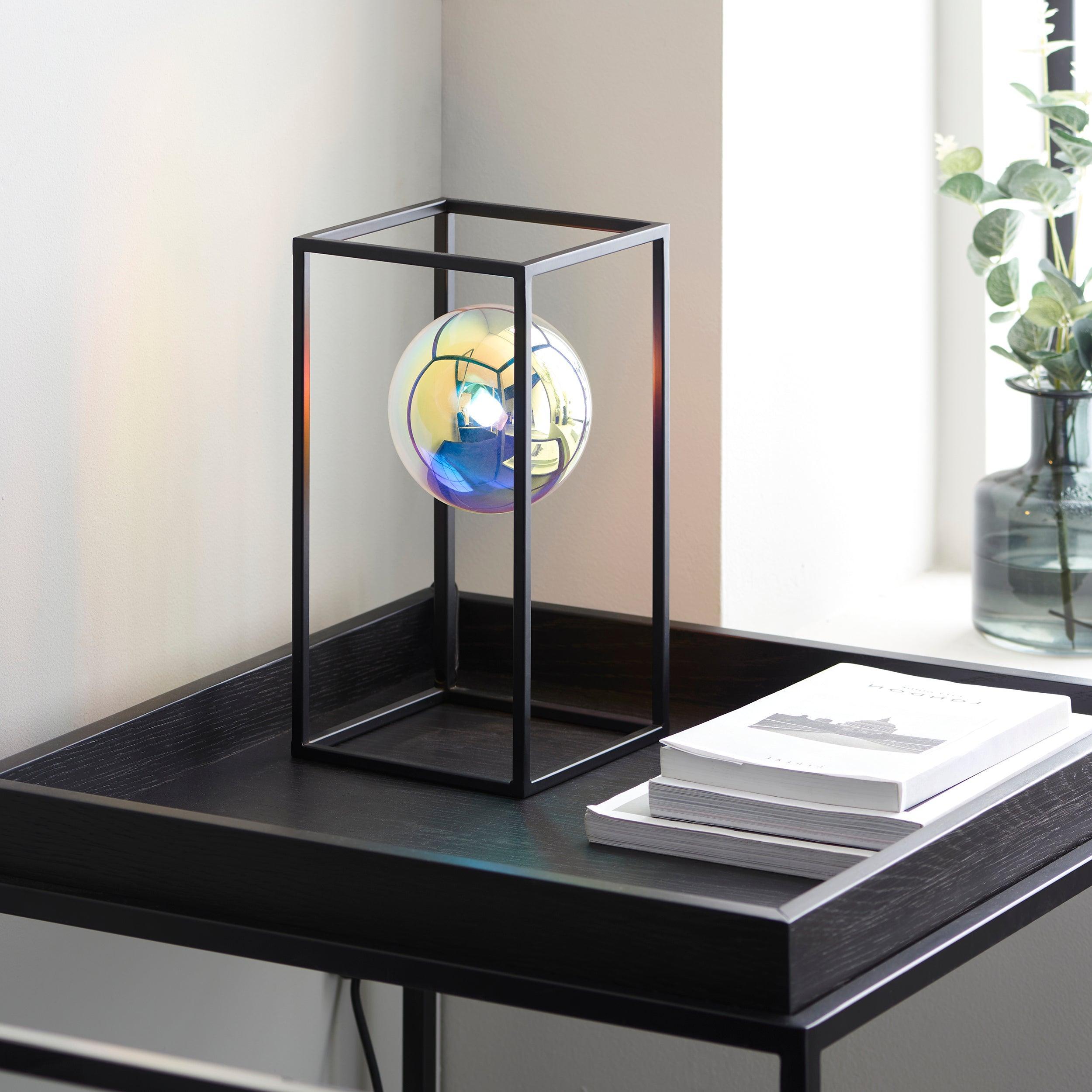 Brent Modern Black & Iridescent Glass Open Frame Table Lamp-Living Lights-Living-Room-Tiffany Lighting Direct-[image-position]