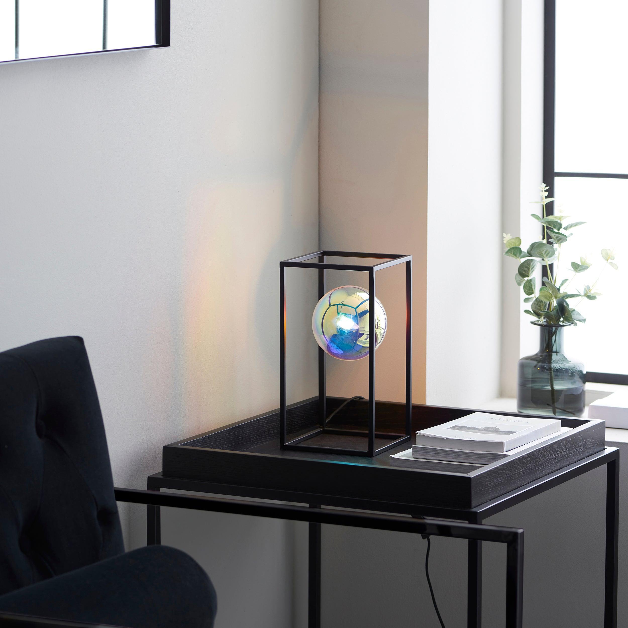 Brent Modern Black & Iridescent Glass Open Frame Table Lamp-Living Lights-Living-Room-Tiffany Lighting Direct-[image-position]
