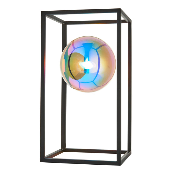 Brent Modern Black & Iridescent Glass Open Frame Table Lamp
