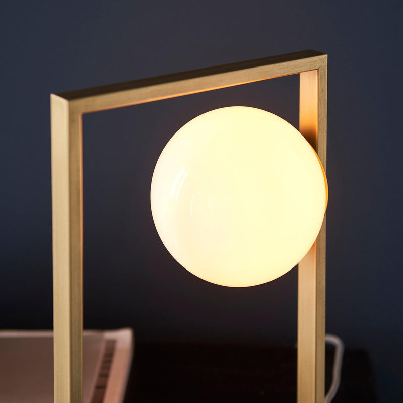 Primrose Gold Modern Geometric Table Lamp - Opal Glass Shade