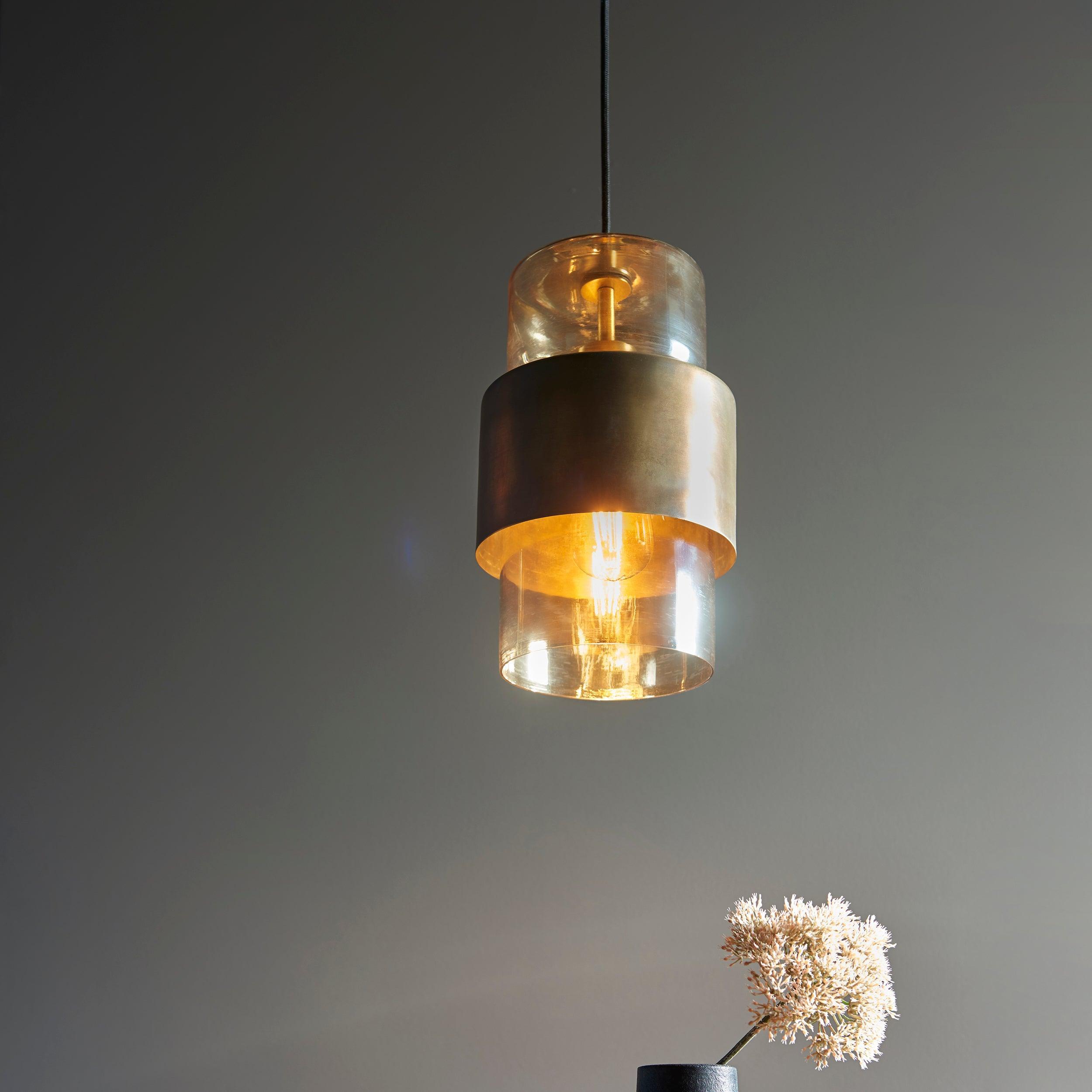 Vauxhall Modern Brass Patina Pendant With Champagne Glass-Ceiling Pendant Lights-Living Lights-5-Tiffany Lighting Direct