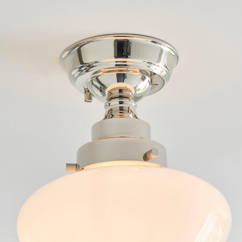 Westbourne Nickel Semi-Flush Ceiling Light - Clear Opal Shade image 5