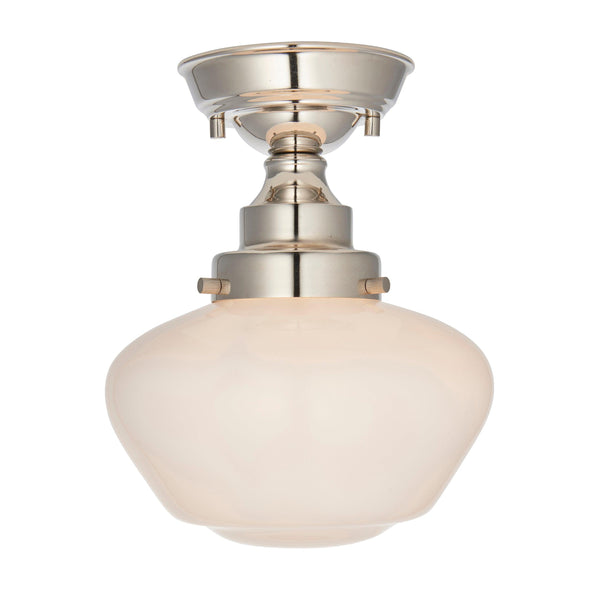 Westbourne Nickel Semi-Flush Ceiling Light - Clear Opal Shade image 1