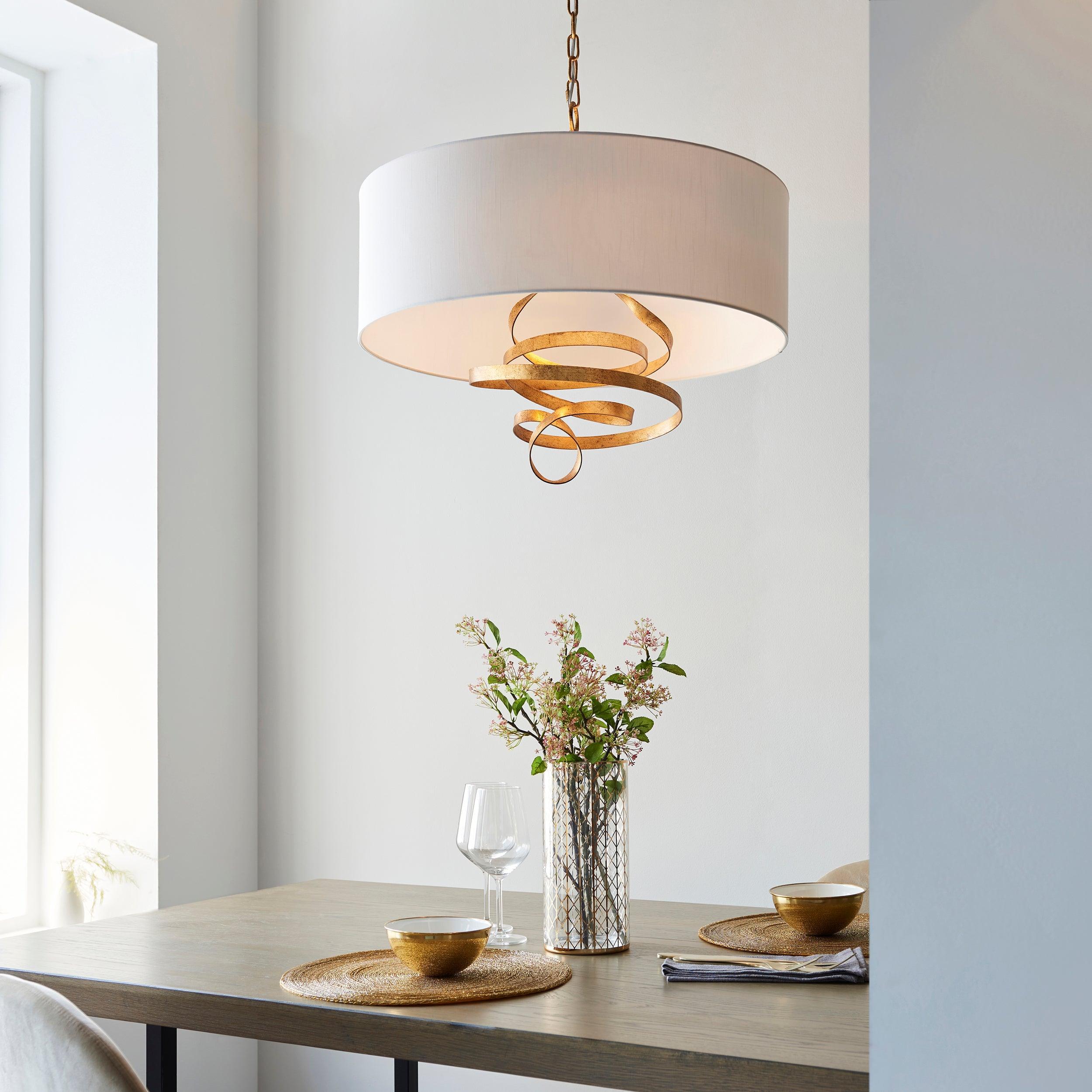 Harleston 3 Light Gold Modern Pendant With Ivory Shade-Ceiling Pendant Lights-Living Lights-2-Tiffany Lighting Direct