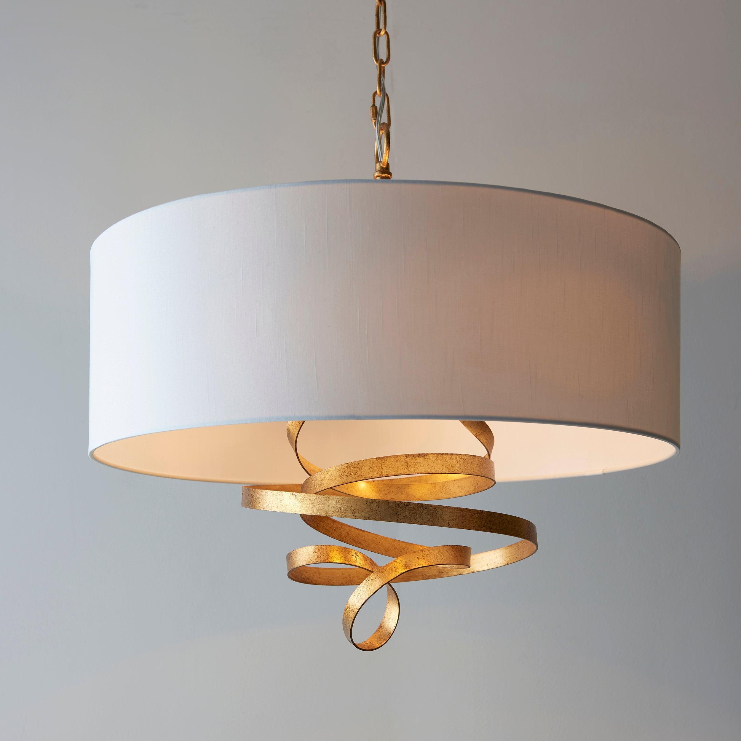 Harleston 3 Light Gold Modern Pendant With Ivory Shade-Ceiling Pendant Lights-Living Lights-4-Tiffany Lighting Direct