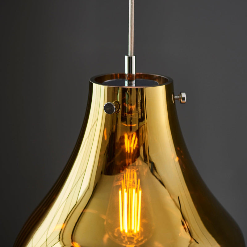 Dazzle Large Metallic Gold Glass & Chrome Pendant Light