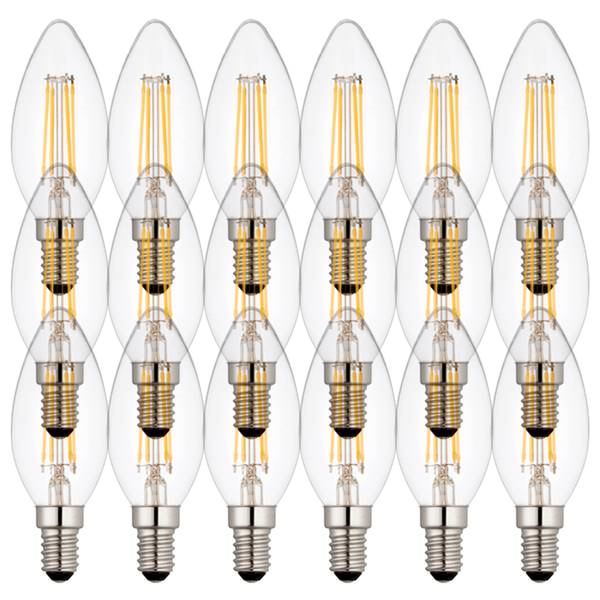 18 x E14 LED Dimmable Lamp/Bulb Candle Filament 4W (25W Equivalent)